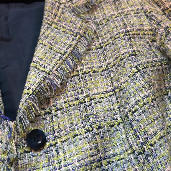RL Richard Green, Blue, Multicolored Jacket with tweed, Fringe, Size 16 - Picture 6 of 8